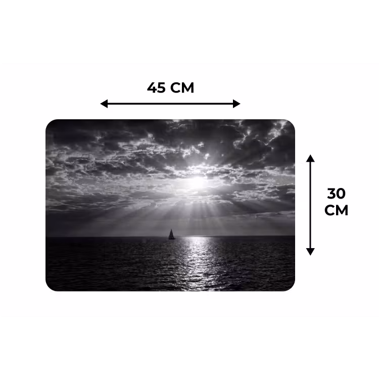 Placemat - 6 stuks - Water - Boot - Lucht - Natuur - Zwart-wit — 3