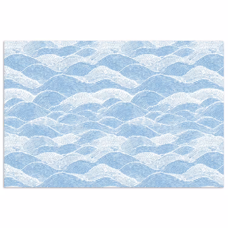 Poster - Blauw - Wit - Golven - Getekend — 1