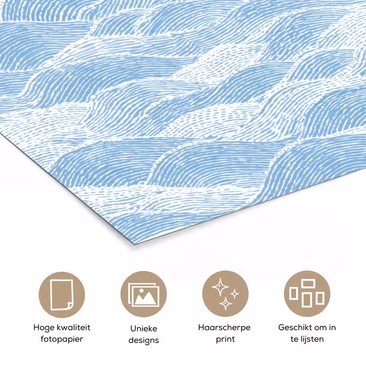 Poster - Blauw - Wit - Golven - Getekend — 5