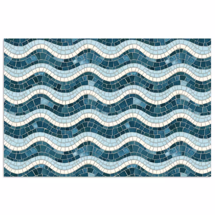 Poster - Blauw - Wit - Mozaïek - Golvend — 1