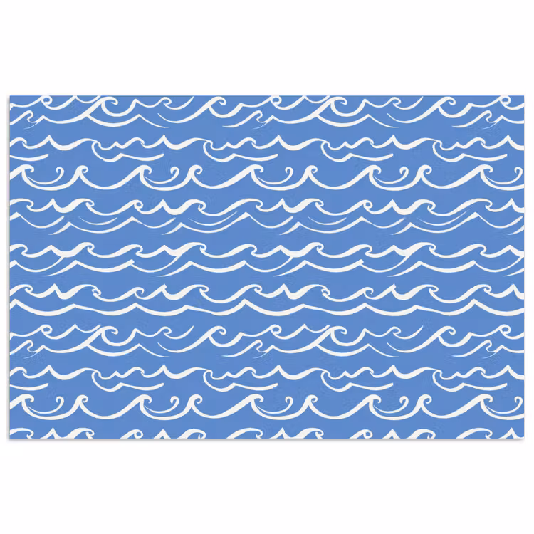 Poster - Blauw - Wit - Simpel - Getekend - Golven — 1