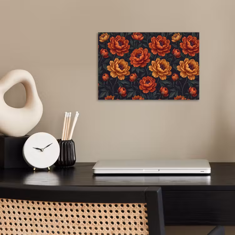 Poster - Bloemen - Bladeren - Natuur - Modern - Oranje — 2