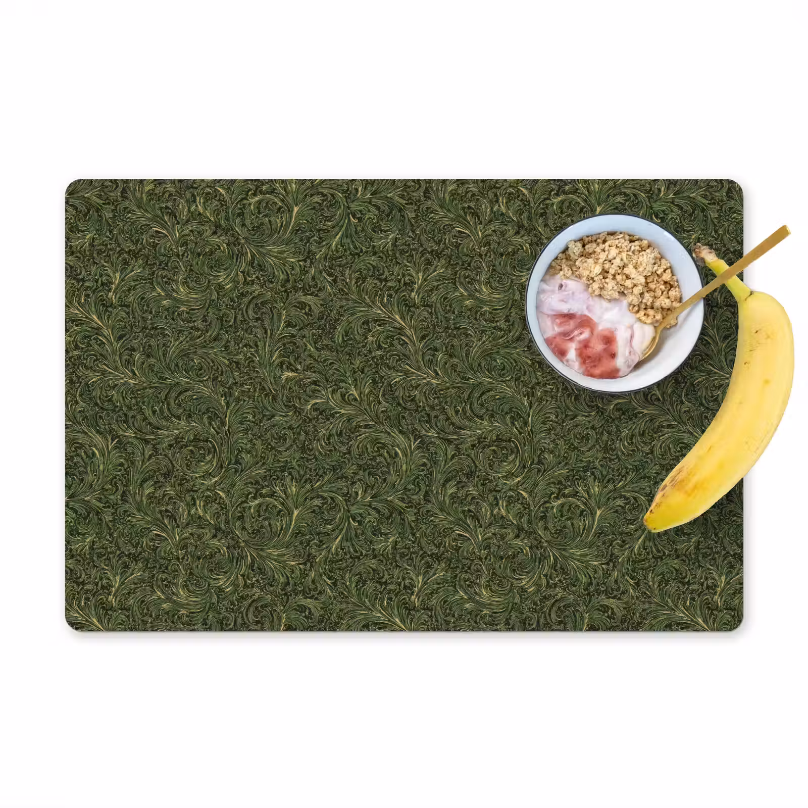 Placemat - 6 stuks - Donker - Groen - Krullend - Botanisch — 1