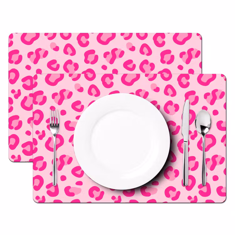 Placemat - 6 stuks - Dierenprint - Patroon - Abstract - Modern - Roze — 2