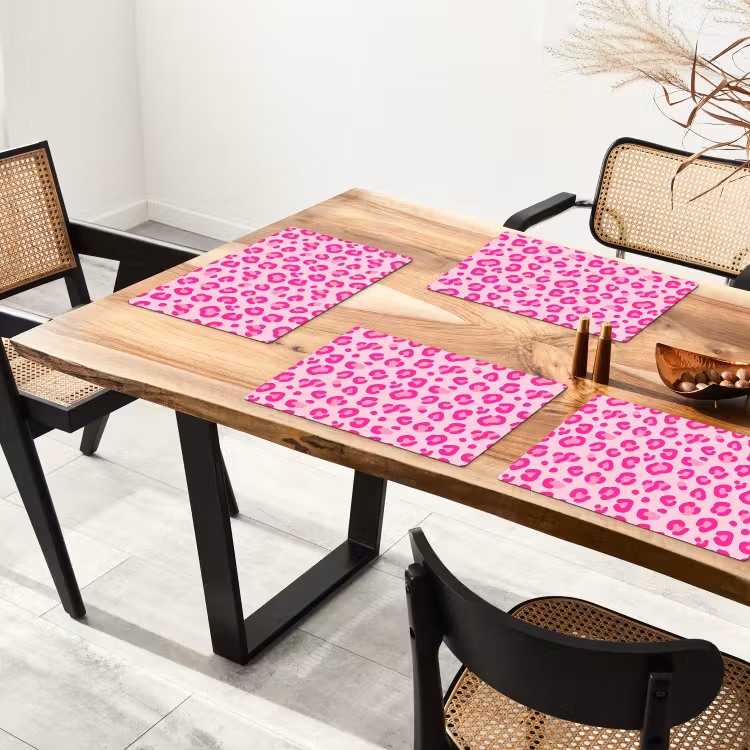 Placemat - 6 stuks - Dierenprint - Patroon - Abstract - Modern - Roze — 5