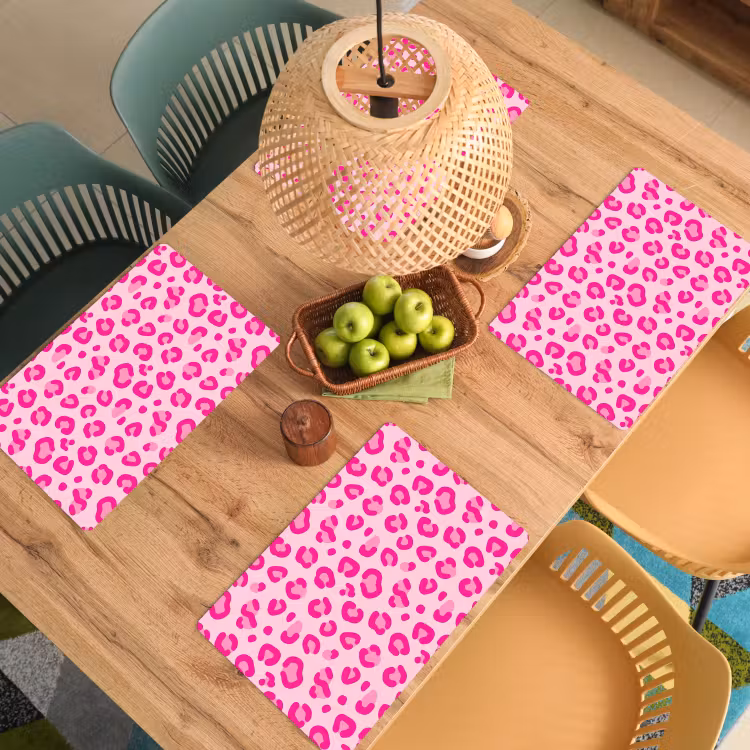 Placemat - 6 stuks - Dierenprint - Patroon - Abstract - Modern - Roze — 6