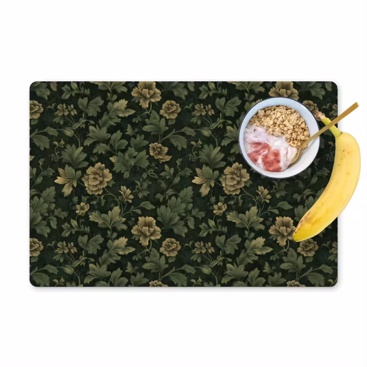 Placemat - 6 stuks - Donker - Groen - Goud - Botanisch — 1