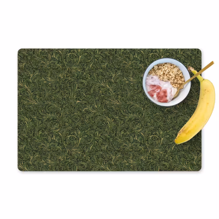 Placemat - 6 stuks - Donker - Groen - Krullend - Botanisch — 1
