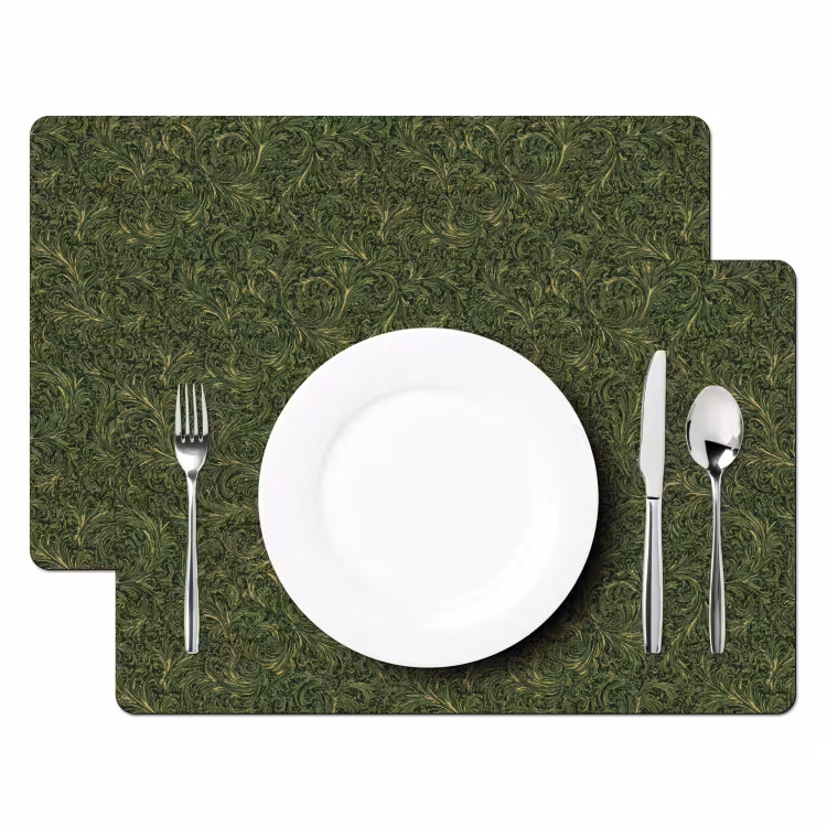 Placemat - 6 stuks - Donker - Groen - Krullend - Botanisch — 2