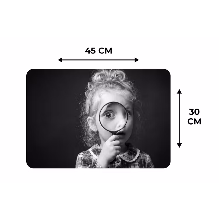 Placemat - 6 stuks - Kind - Vergrootglas - Portret - Zwart-wit — 3