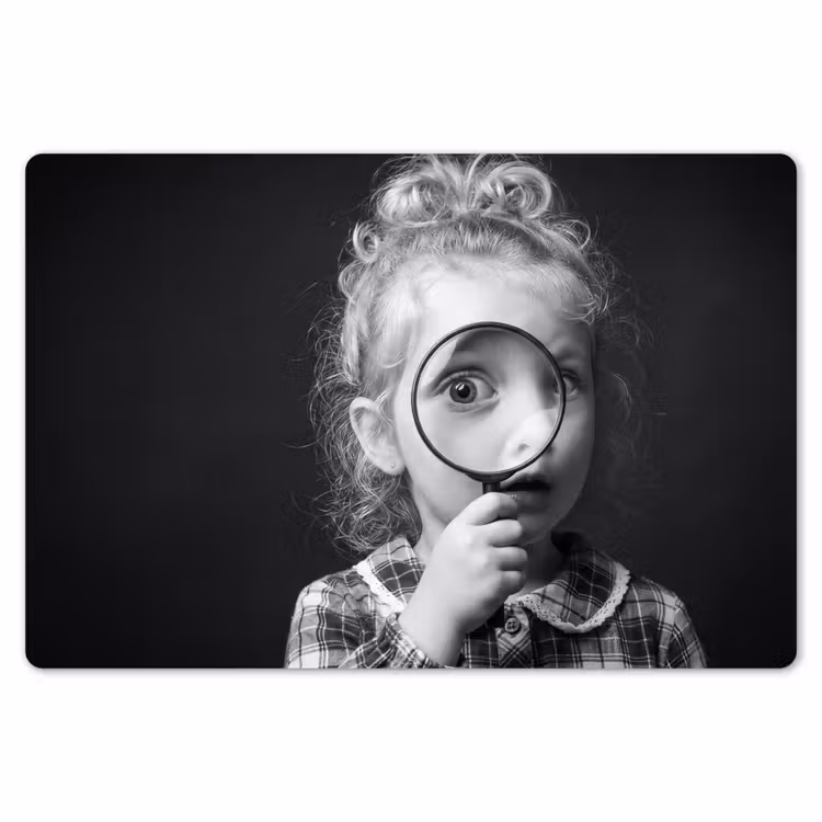 Placemat - 6 stuks - Kind - Vergrootglas - Portret - Zwart-wit — 7