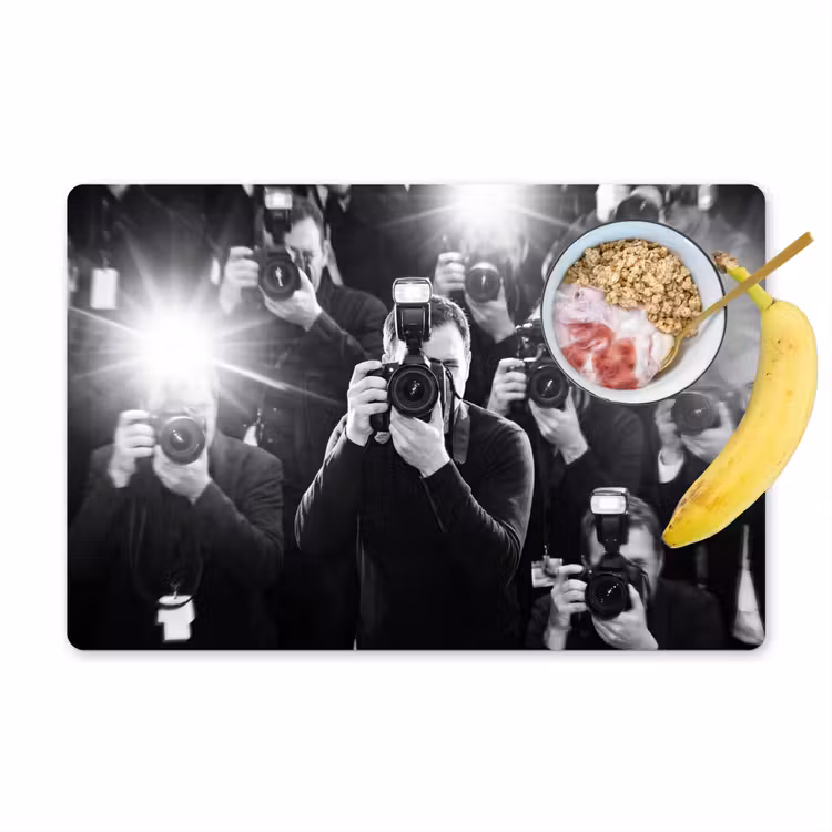 Placemat - 6 stuks - Mensen - Camera - Flitslicht - Zwart-wit - Media — 1