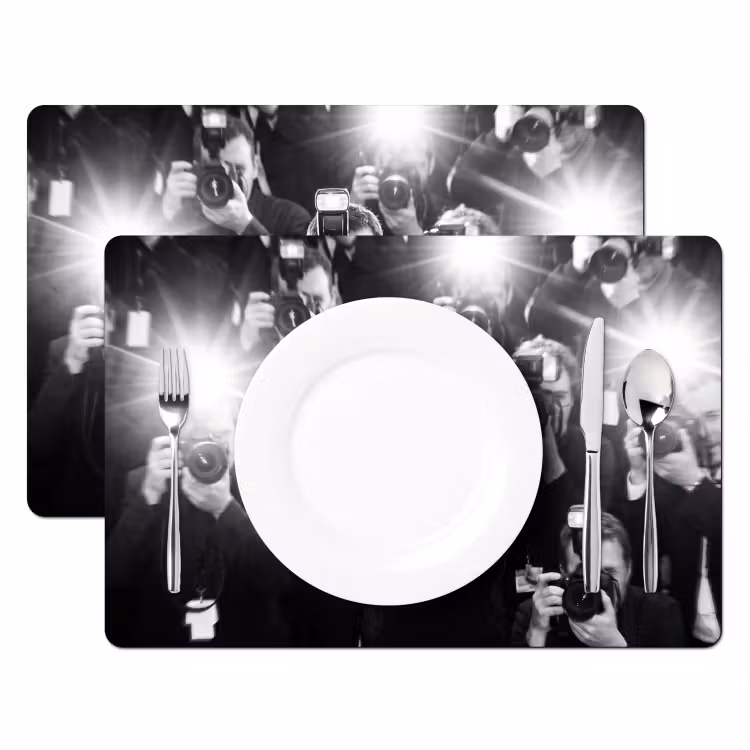 Placemat - 6 stuks - Mensen - Camera - Flitslicht - Zwart-wit - Media — 2