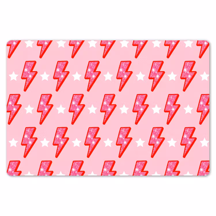 Placemat - 6 stuks - Patroon - Bliksem - Ster - Glitter - Roze — 7