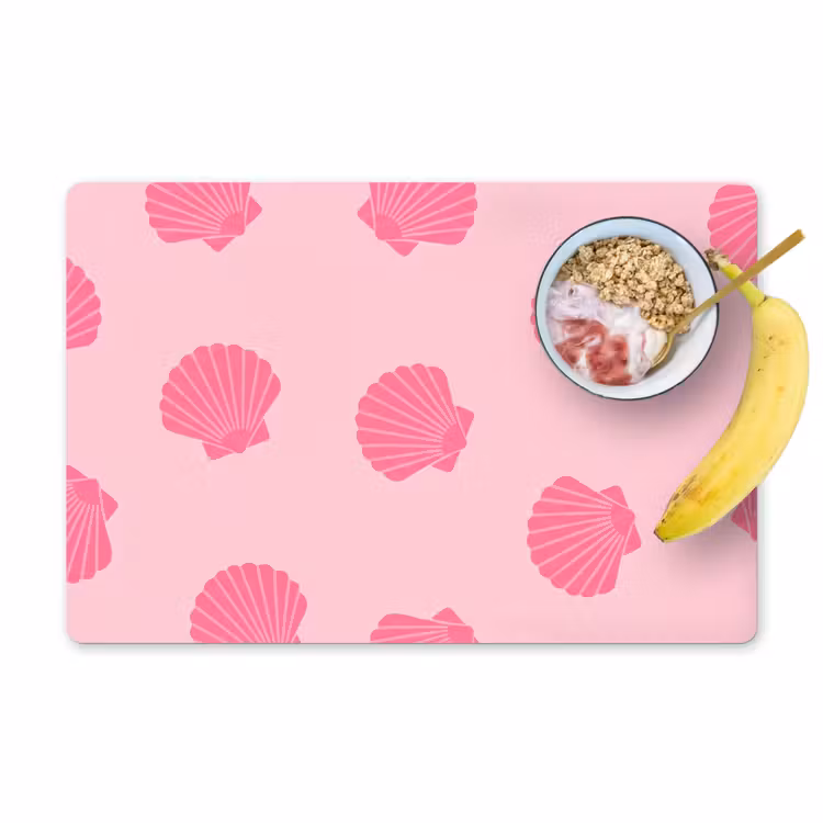 Placemat - 6 stuks - Schelp - Patroon - Zee - Modern - Roze — 1