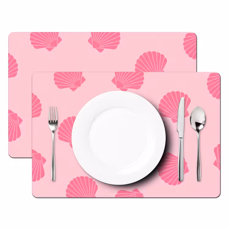 Placemat - 6 stuks - Schelp - Patroon - Zee - Modern - Roze — 2