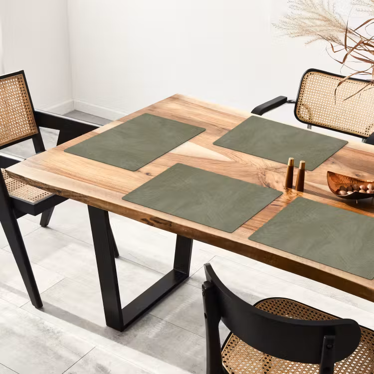 Placemat - 6 stuks - Textuur - Betonlook - Achtergrond - Modern - Groen — 5