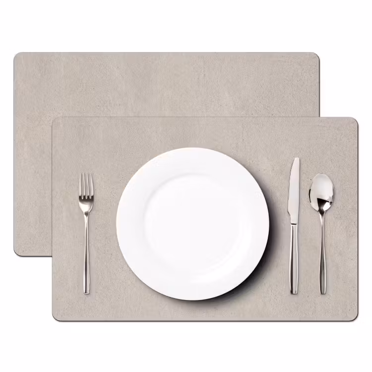 Placemat - 6 stuks - Textuur - Effen - Abstract - Beige — 2