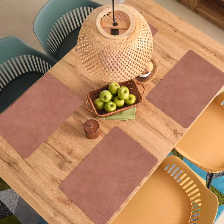 Placemat - 6 stuks - Textuur - Roodbruin - Grof - Modern — 6