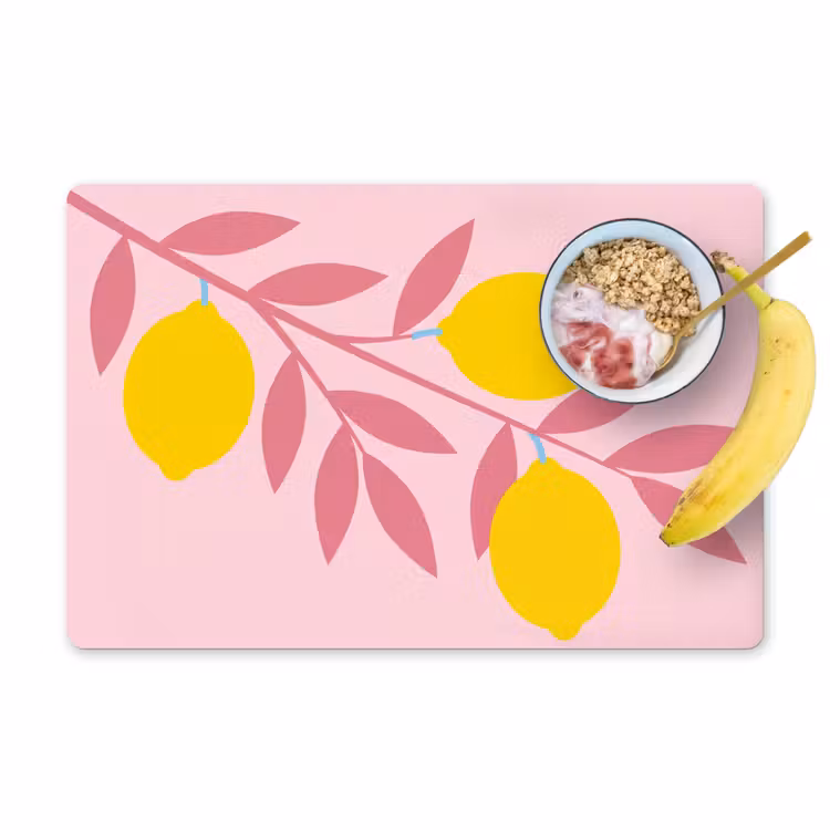 Placemat - 6 stuks - Fruit - Tak - Natuur - Abstract - Roze — 1