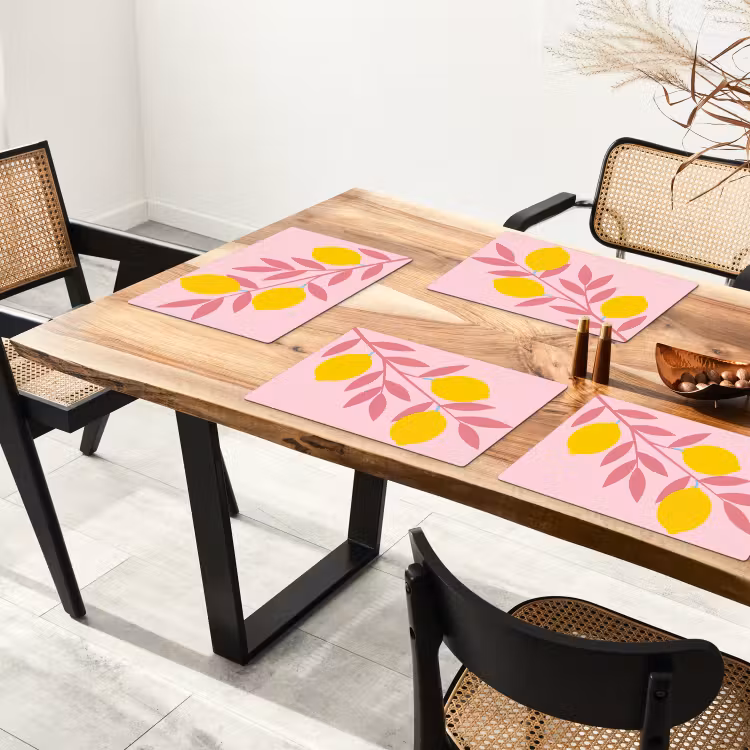 Placemat - 6 stuks - Fruit - Tak - Natuur - Abstract - Roze — 5