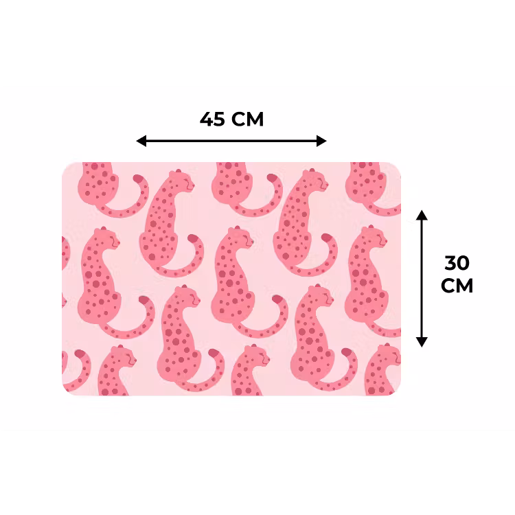 Placemat - 6 stuks - Kat - Gevlekt - Dieren - Patroon - Roze — 3