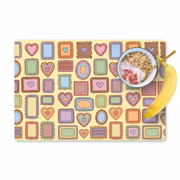 Placemat - 6 stuks - Lijst - Patroon - Hart - Speels - Kleurrijk — 1