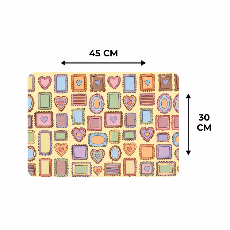 Placemat - 6 stuks - Lijst - Patroon - Hart - Speels - Kleurrijk — 3