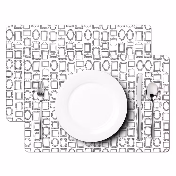 Placemat - 6 stuks - Lijsten - Patroon - Decoratie - Schets - Zwart-wit — 2