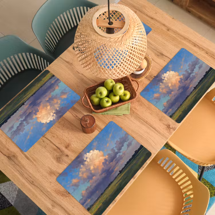 Placemat - 6 stuks - Lucht - Wolken - Landschap - Modern - Oranje — 6