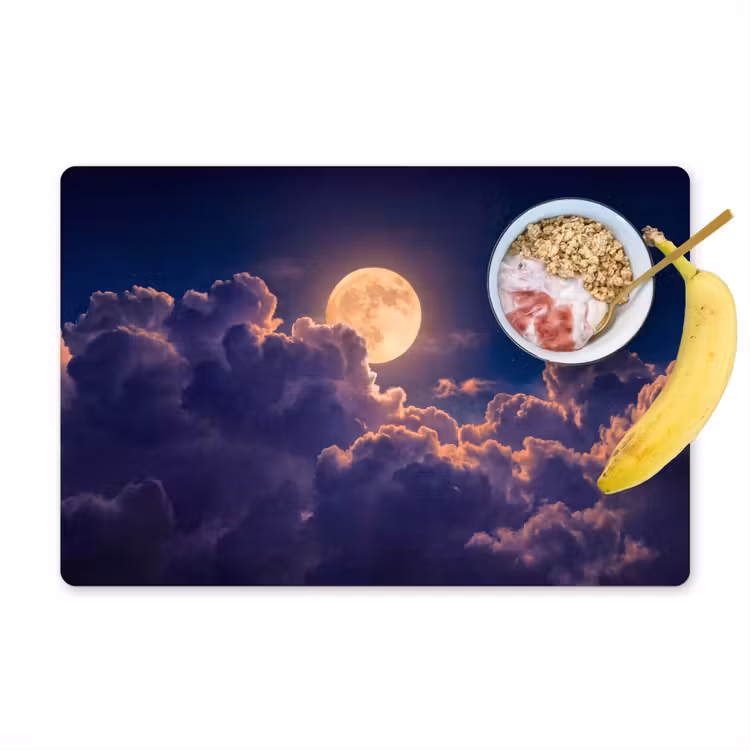 Placemat - 6 stuks - Maan - Wolken - Nacht - Oranje — 1