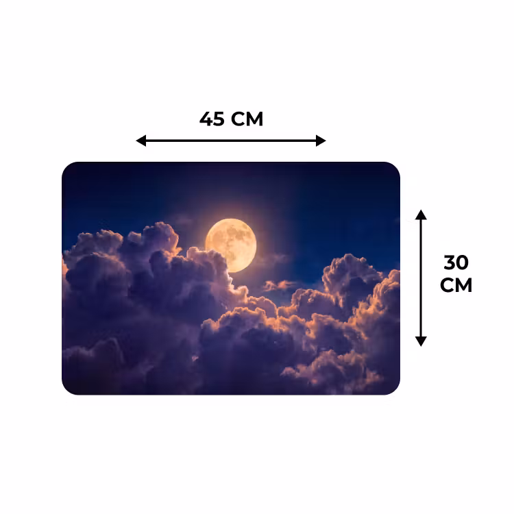 Placemat - 6 stuks - Maan - Wolken - Nacht - Oranje — 3