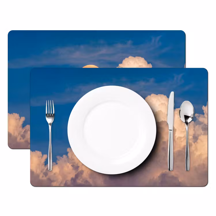 Placemat - 6 stuks - Maan - Wolken - Natuur - Oranje — 2