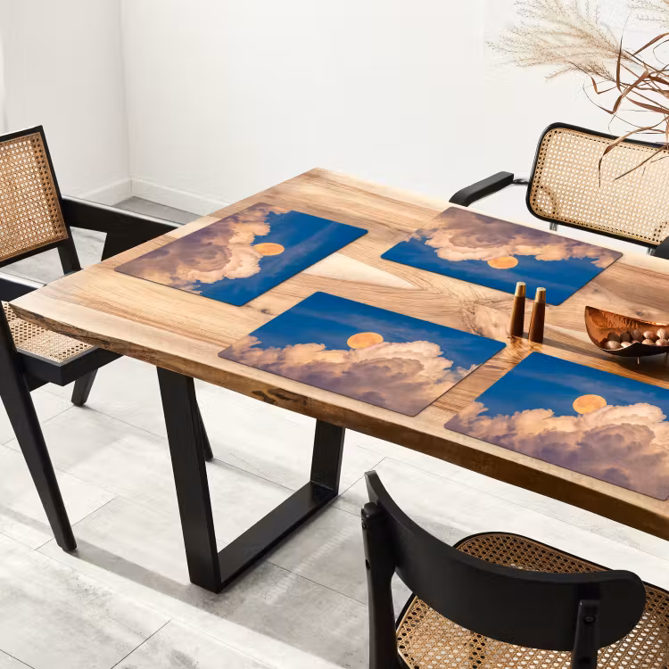 Placemat - 6 stuks - Maan - Wolken - Natuur - Oranje — 5