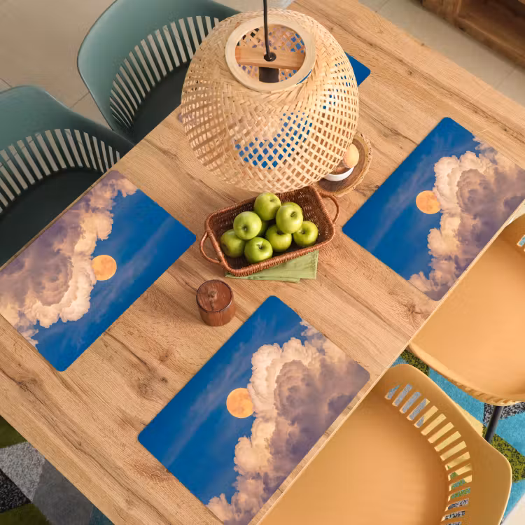 Placemat - 6 stuks - Maan - Wolken - Natuur - Oranje — 6