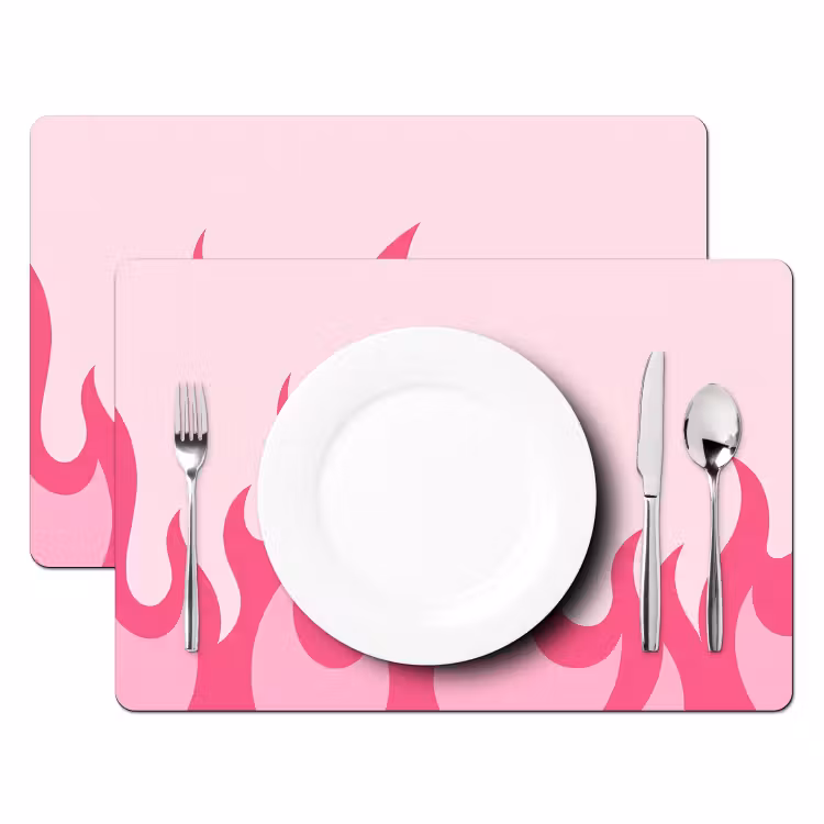 Placemat - 6 stuks - Vlammen - Patroon - Abstract - Modern - Roze — 2