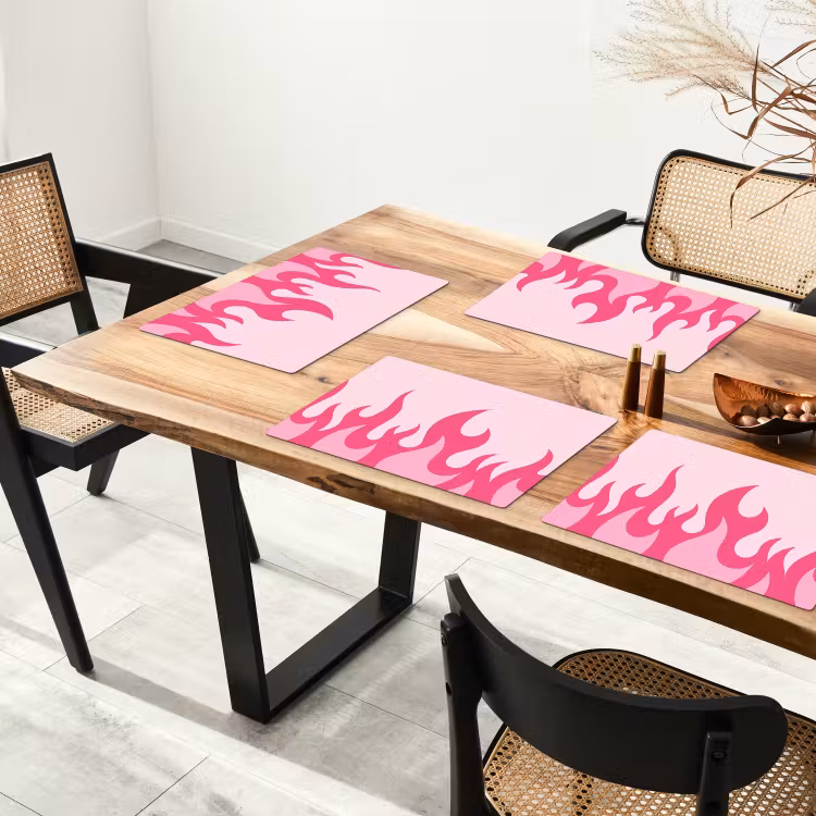 Placemat - 6 stuks - Vlammen - Patroon - Abstract - Modern - Roze — 5