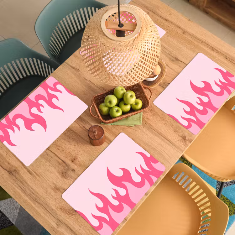 Placemat - 6 stuks - Vlammen - Patroon - Abstract - Modern - Roze — 6