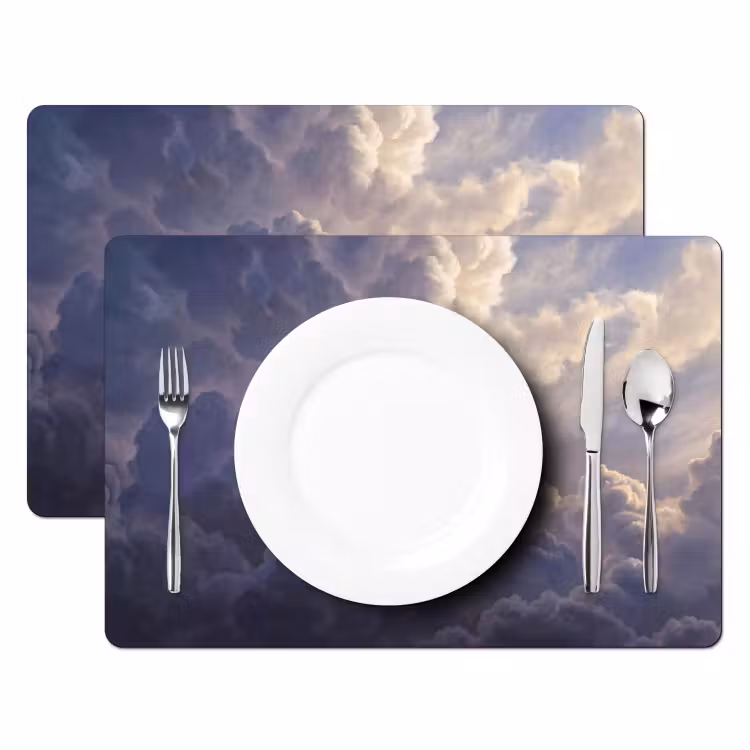 Placemat - 6 stuks - Vogel - Vliegend - Natuur - Wit - Wolken — 2