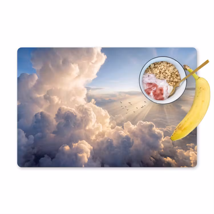 Placemat - 6 stuks - Wolken - Zonnestralen - Natuur - Wit — 1