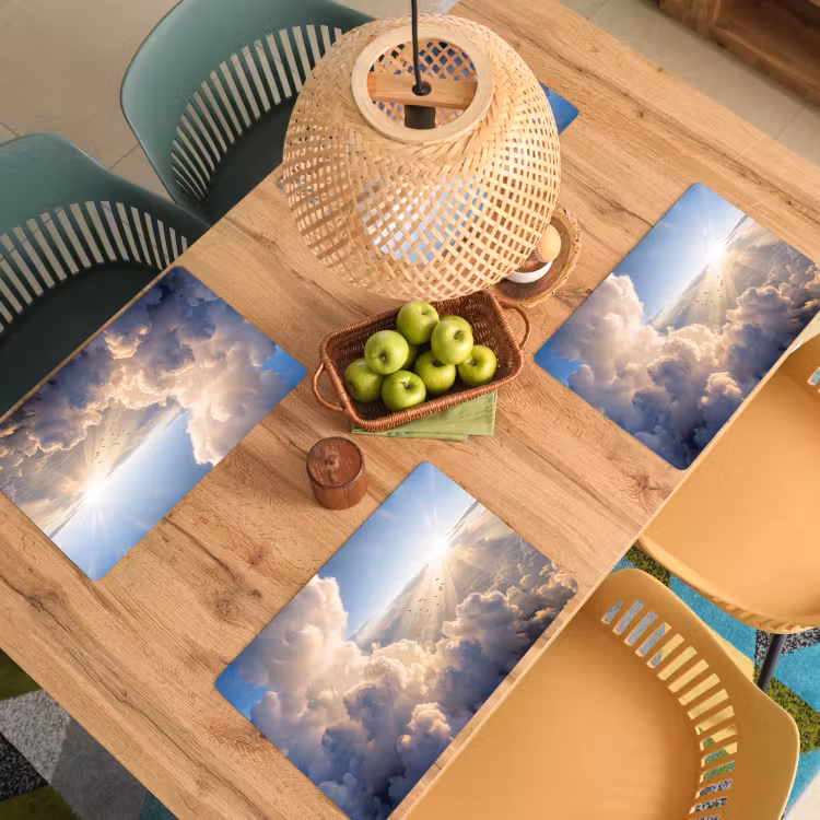 Placemat - 6 stuks - Wolken - Zonnestralen - Natuur - Wit — 6