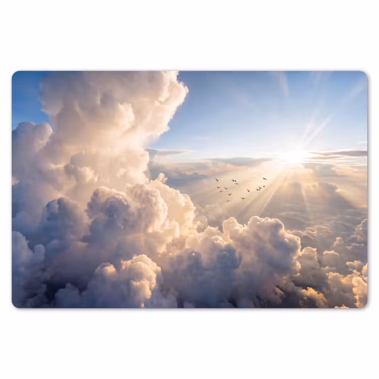 Placemat - 6 stuks - Wolken - Zonnestralen - Natuur - Wit — 7