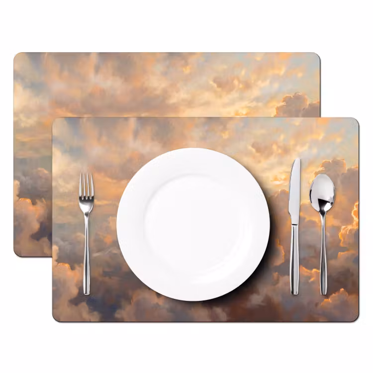 Placemat - 6 stuks - Wolken - Zonsondergang - Natuur - Abstract - Goud — 2