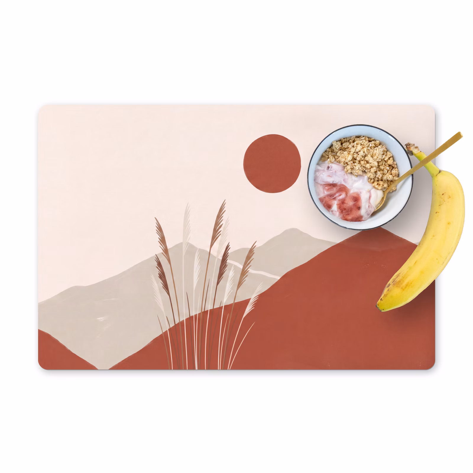 Placemat - 6 stuks - Gras - Landschap - Natuur - Abstract - Beige — 1