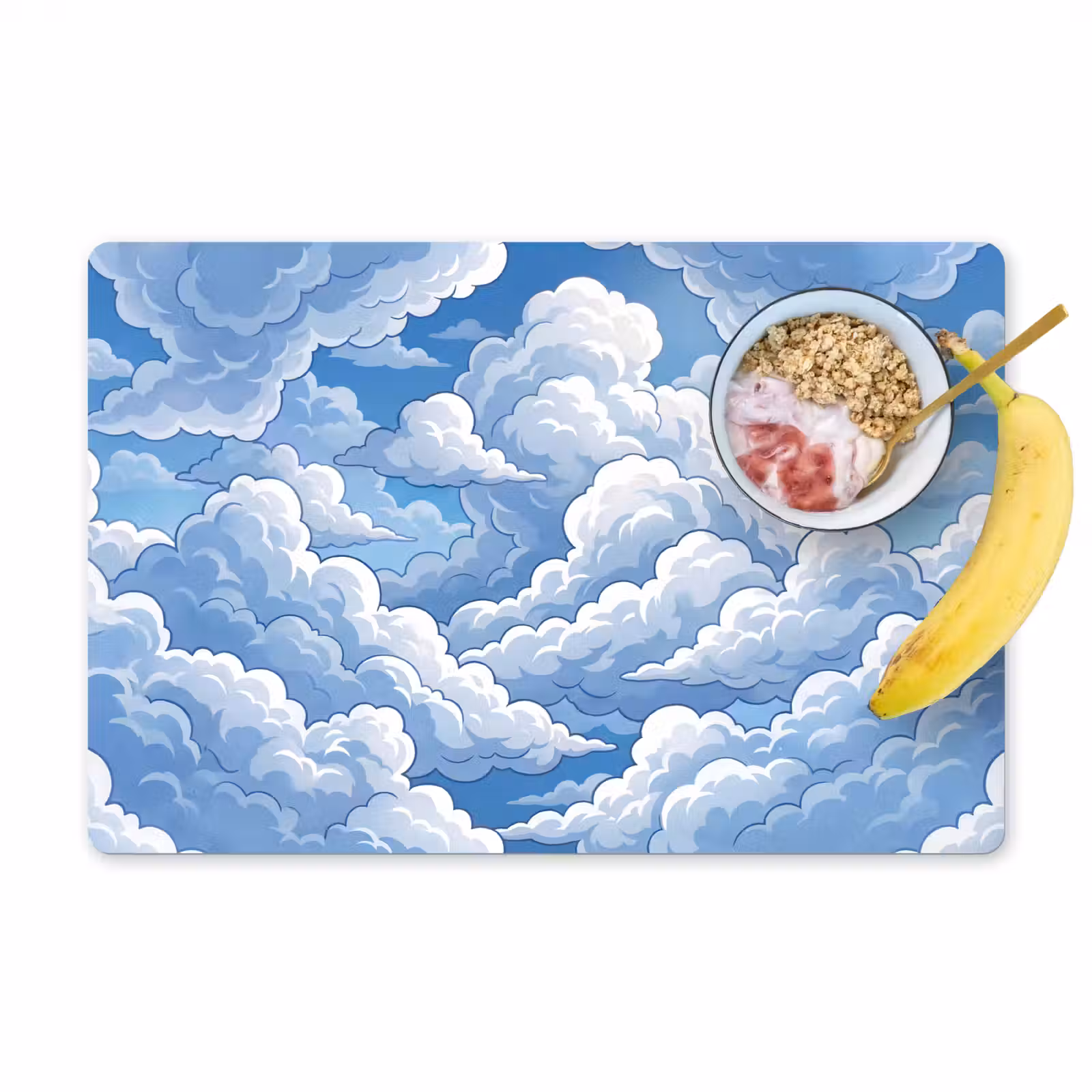 Placemat - 6 stuks - Wolken - Hemel - Abstract - Wit — 1