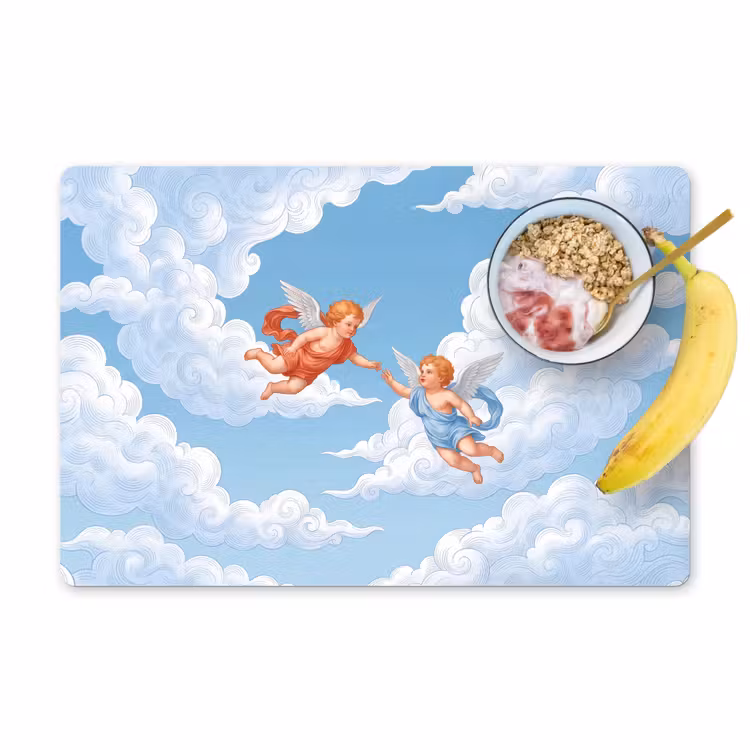 Placemat - 6 stuks - Engel - Vliegend - Klassiek - Blauw — 1