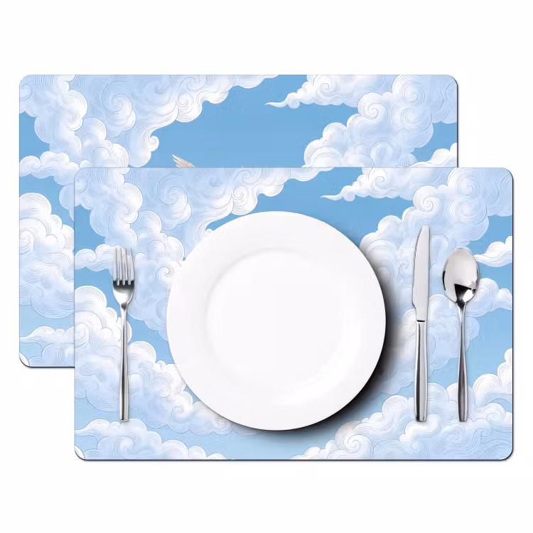 Placemat - 6 stuks - Engel - Vliegend - Klassiek - Blauw — 2