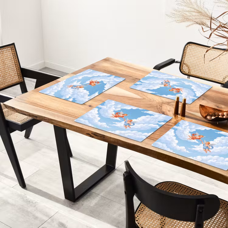 Placemat - 6 stuks - Engel - Vliegend - Klassiek - Blauw — 5