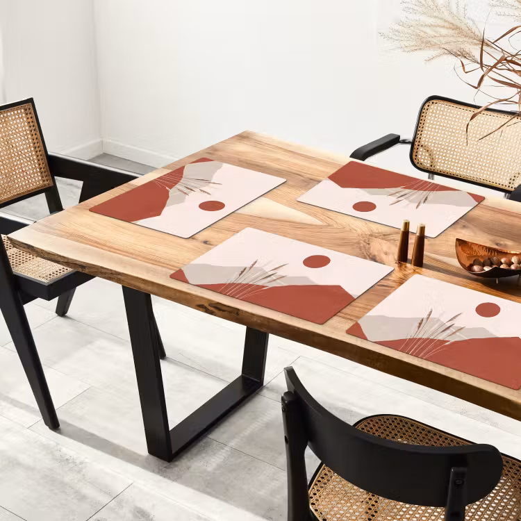 Placemat - 6 stuks - Gras - Landschap - Natuur - Abstract - Beige — 5