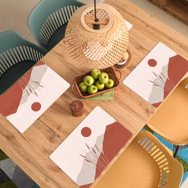 Placemat - 6 stuks - Gras - Landschap - Natuur - Abstract - Beige — 6